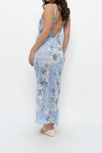 Load image into Gallery viewer, Vintage x LA SENZA Blue Floral Semi-Sheer Halter Maxi Slip Dress (S, M)