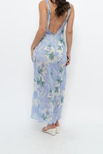 Load image into Gallery viewer, Vintage x LA SENZA Blue Floral Semi-Sheer Halter Maxi Slip Dress (S, M)