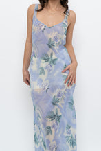 Load image into Gallery viewer, Vintage x LA SENZA Blue Floral Semi-Sheer Halter Maxi Slip Dress (S, M)