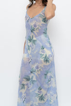 Load image into Gallery viewer, Vintage x LA SENZA Blue Floral Semi-Sheer Halter Maxi Slip Dress (S, M)