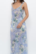 Load image into Gallery viewer, Vintage x LA SENZA Blue Floral Semi-Sheer Halter Maxi Slip Dress (S, M)