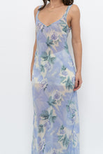 Load image into Gallery viewer, Vintage x LA SENZA Blue Floral Semi-Sheer Halter Maxi Slip Dress (S, M)