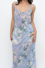 Load image into Gallery viewer, Vintage x LA SENZA Blue Floral Semi-Sheer Halter Maxi Slip Dress (S, M)