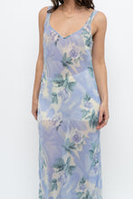 Load image into Gallery viewer, Vintage x LA SENZA Blue Floral Semi-Sheer Halter Maxi Slip Dress (S, M)