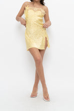 Load image into Gallery viewer, Vintage x VICTORIA'S SECRET Yellow Floral Lace Satin Mini Dress (XS)
