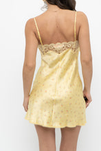 Load image into Gallery viewer, Vintage x VICTORIA'S SECRET Yellow Floral Lace Satin Mini Dress (XS)