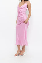 Load image into Gallery viewer, ASTR x Bubblegum Pink Cinched Satin Midi Dress (S)