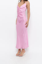Load image into Gallery viewer, ASTR x Bubblegum Pink Cinched Satin Midi Dress (S)