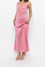 Load image into Gallery viewer, Vintage x Made in USA x Pink Nylon Lace Midi Sleep Dress (S)