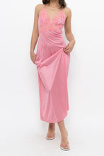Load image into Gallery viewer, Vintage x Made in USA x Pink Nylon Lace Midi Sleep Dress (S)