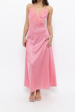 Load image into Gallery viewer, Vintage x Made in USA x Pink Nylon Lace Midi Sleep Dress (S)