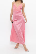 Load image into Gallery viewer, Vintage x Made in USA x Pink Nylon Lace Midi Sleep Dress (S)