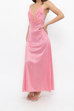 Load image into Gallery viewer, Vintage x Made in USA x Pink Nylon Lace Midi Sleep Dress (S)