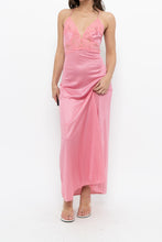 Load image into Gallery viewer, Vintage x Made in USA x Pink Nylon Lace Midi Sleep Dress (S)