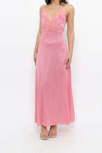 Load image into Gallery viewer, Vintage x Made in USA x Pink Nylon Lace Midi Sleep Dress (S)