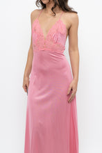 Load image into Gallery viewer, Vintage x Made in USA x Pink Nylon Lace Midi Sleep Dress (S)