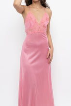 Load image into Gallery viewer, Vintage x Made in USA x Pink Nylon Lace Midi Sleep Dress (S)