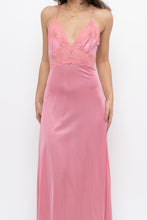 Load image into Gallery viewer, Vintage x Made in USA x Pink Nylon Lace Midi Sleep Dress (S)
