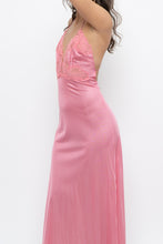 Load image into Gallery viewer, Vintage x Made in USA x Pink Nylon Lace Midi Sleep Dress (S)