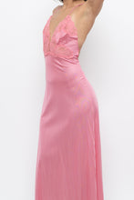 Load image into Gallery viewer, Vintage x Made in USA x Pink Nylon Lace Midi Sleep Dress (S)
