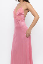 Load image into Gallery viewer, Vintage x Made in USA x Pink Nylon Lace Midi Sleep Dress (S)