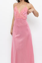 Load image into Gallery viewer, Vintage x Made in USA x Pink Nylon Lace Midi Sleep Dress (S)