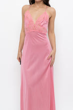 Load image into Gallery viewer, Vintage x Made in USA x Pink Nylon Lace Midi Sleep Dress (S)