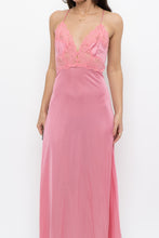 Load image into Gallery viewer, Vintage x Made in USA x Pink Nylon Lace Midi Sleep Dress (S)