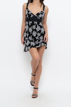 Load image into Gallery viewer, Vintage x JACOB Black, Grey Silk Mini Dress (S)