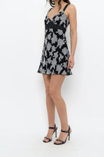 Load image into Gallery viewer, Vintage x JACOB Black, Grey Silk Mini Dress (S)
