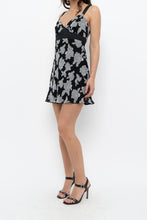 Load image into Gallery viewer, Vintage x JACOB Black, Grey Silk Mini Dress (S)