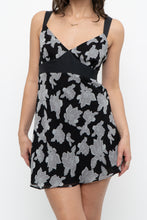 Load image into Gallery viewer, Vintage x JACOB Black, Grey Silk Mini Dress (S)