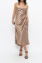 Load image into Gallery viewer, ZARA x Champagne Polkadot Satin Maxi Dress (M)