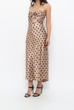 Load image into Gallery viewer, ZARA x Champagne Polkadot Satin Maxi Dress (M)