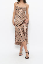 Load image into Gallery viewer, ZARA x Champagne Polkadot Satin Maxi Dress (M)