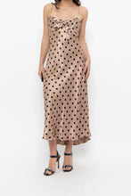 Load image into Gallery viewer, ZARA x Champagne Polkadot Satin Maxi Dress (M)