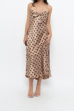 Load image into Gallery viewer, ZARA x Champagne Polkadot Satin Maxi Dress (M)