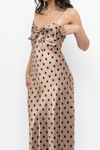 Load image into Gallery viewer, ZARA x Champagne Polkadot Satin Maxi Dress (M)