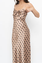 Load image into Gallery viewer, ZARA x Champagne Polkadot Satin Maxi Dress (M)