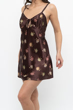 Load image into Gallery viewer, Vintage x LA SENZA Brown Floral Satin Mini Slip (S, M)