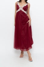 Load image into Gallery viewer, Vintage x Nylon Red Lace Maxi Slip (S)