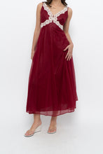 Load image into Gallery viewer, Vintage x Nylon Red Lace Maxi Slip (S)