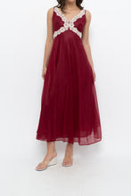 Load image into Gallery viewer, Vintage x Nylon Red Lace Maxi Slip (S)