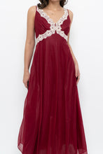 Load image into Gallery viewer, Vintage x Nylon Red Lace Maxi Slip (S)