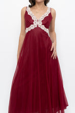 Load image into Gallery viewer, Vintage x Nylon Red Lace Maxi Slip (S)