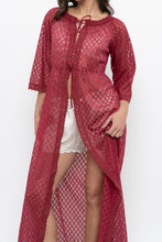Load image into Gallery viewer, Vintage x Made in USA x Red Eyelette Front-tie Slip (XS-M)
