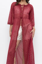 Load image into Gallery viewer, Vintage x Made in USA x Red Eyelette Front-tie Slip (XS-M)