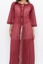 Load image into Gallery viewer, Vintage x Made in USA x Red Eyelette Front-tie Slip (XS-M)