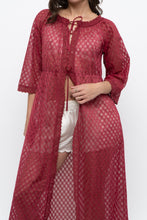 Load image into Gallery viewer, Vintage x Made in USA x Red Eyelette Front-tie Slip (XS-M)