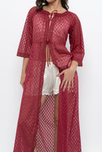 Load image into Gallery viewer, Vintage x Made in USA x Red Eyelette Front-tie Slip (XS-M)